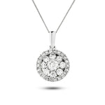 Diamond Cluster Pendant Necklace 0.70ct G/SI 18k White Gold 10.7x17.0 - All Diamond