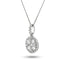 Diamond Cluster Pendant Necklace 0.75ct G/SI 18k White Gold 10.0x16.0 - All Diamond