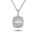 Diamond Cluster Pendant Necklace 0.75ct G/SI 18k White Gold 12.0x20.2 - All Diamond