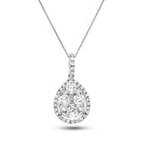 Diamond Cluster Pendant Necklace 0.75ct G/SI 18k White Gold 9.4x18.7 - All Diamond