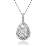 Diamond Cluster Pendant Necklace 0.75ct G/SI 18k White Gold 9.9x20.5 - All Diamond
