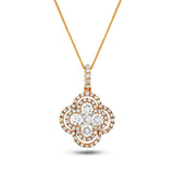 Diamond Cluster Pendant Necklace 0.80ct G/SI 18k Rose Gold 13.0x19.0 - All Diamond