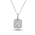 Diamond Cluster Pendant Necklace 0.80ct G/SI 18k White Gold 10.8x17.2 - All Diamond