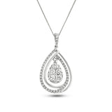 Diamond Cluster Pendant Necklace 0.90ct G/SI 18k White Gold 15.2x29.0 - All Diamond