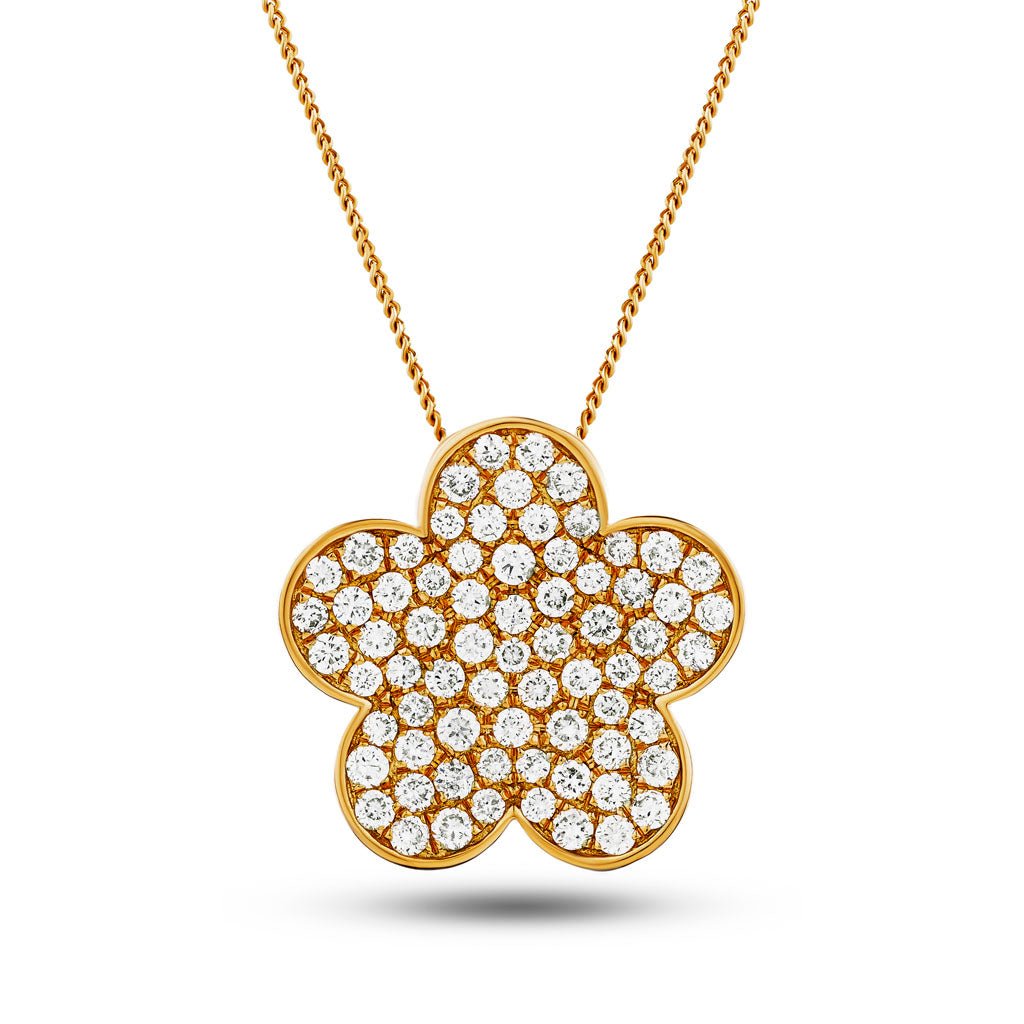 Diamond Cluster Pendant Necklace 1.00ct G/SI 18k Rose Gold 17.2x17.8 - All Diamond