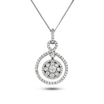 Diamond Cluster Pendant Necklace 1.15ct G/SI 18k White Gold 16.6x29.0 - All Diamond