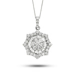 Diamond Cluster Pendant Necklace 1.80ct G/SI 18k White Gold 19.0x26.0 - All Diamond
