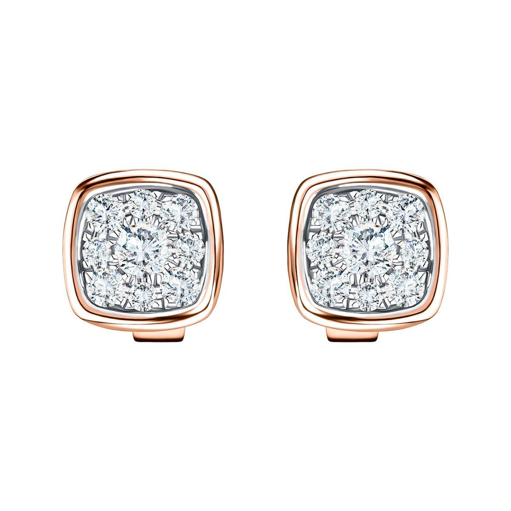 Diamond Cluster Square Earrings 0.20ct G/SI Quality 18k Rose Gold - All Diamond