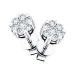 Diamond Cluster Stud Earrings 1.10ct G/SI Quality in 18k White Gold - All Diamond