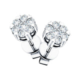 Diamond Cluster Stud Earrings 1.10ct G/SI Quality in 18k White Gold - All Diamond