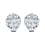 Diamond Cluster Stud Earrings 1.10ct G/SI Quality in 18k White Gold - All Diamond