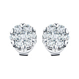 Diamond Cluster Stud Earrings 1.10ct G/SI Quality in 18k White Gold - All Diamond