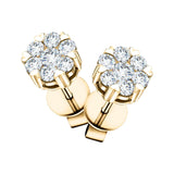 Diamond Cluster Stud Earrings 1.10ct G/SI Quality in 18k Yellow Gold - All Diamond