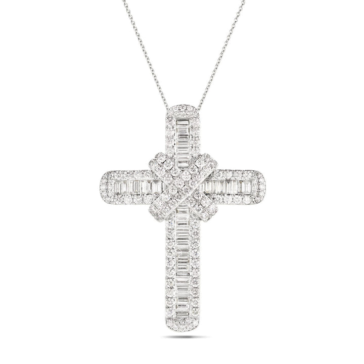 Diamond Cross Baguette & Round Diamonds 7.15ct in 9k White Gold