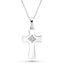 Diamond Cross Crucifix Pendant Necklace 0.04ct G/SI in 9k Whiite Gold - All Diamond