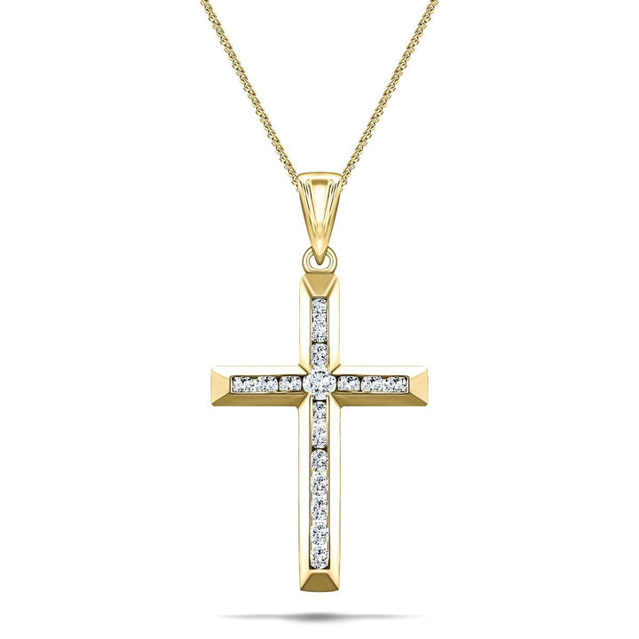 14KT White Gold Cross Necklace 0.20 CT. T.W. - Spence Diamonds