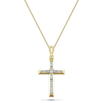 Diamond Cross Necklace with 0.11ct G/SI Diamonds in 9K Yellow Gold - All Diamond