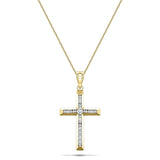 Diamond Cross Necklace with 0.11ct G/SI Diamonds in 9K Yellow Gold - All Diamond