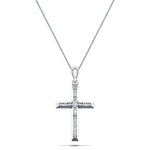 Diamond Cross Necklace with 0.25ct G/SI Diamonds in 9K White Gold - All Diamond