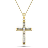 Diamond Cross Necklace with 0.25ct G/SI Diamonds in 9K Yellow Gold - All Diamond