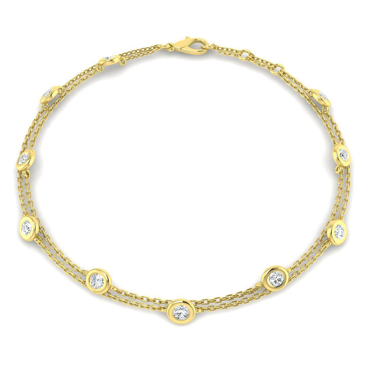 Diamond Double Chain Bracelet 0.85ct G/SI 18k Yellow Gold