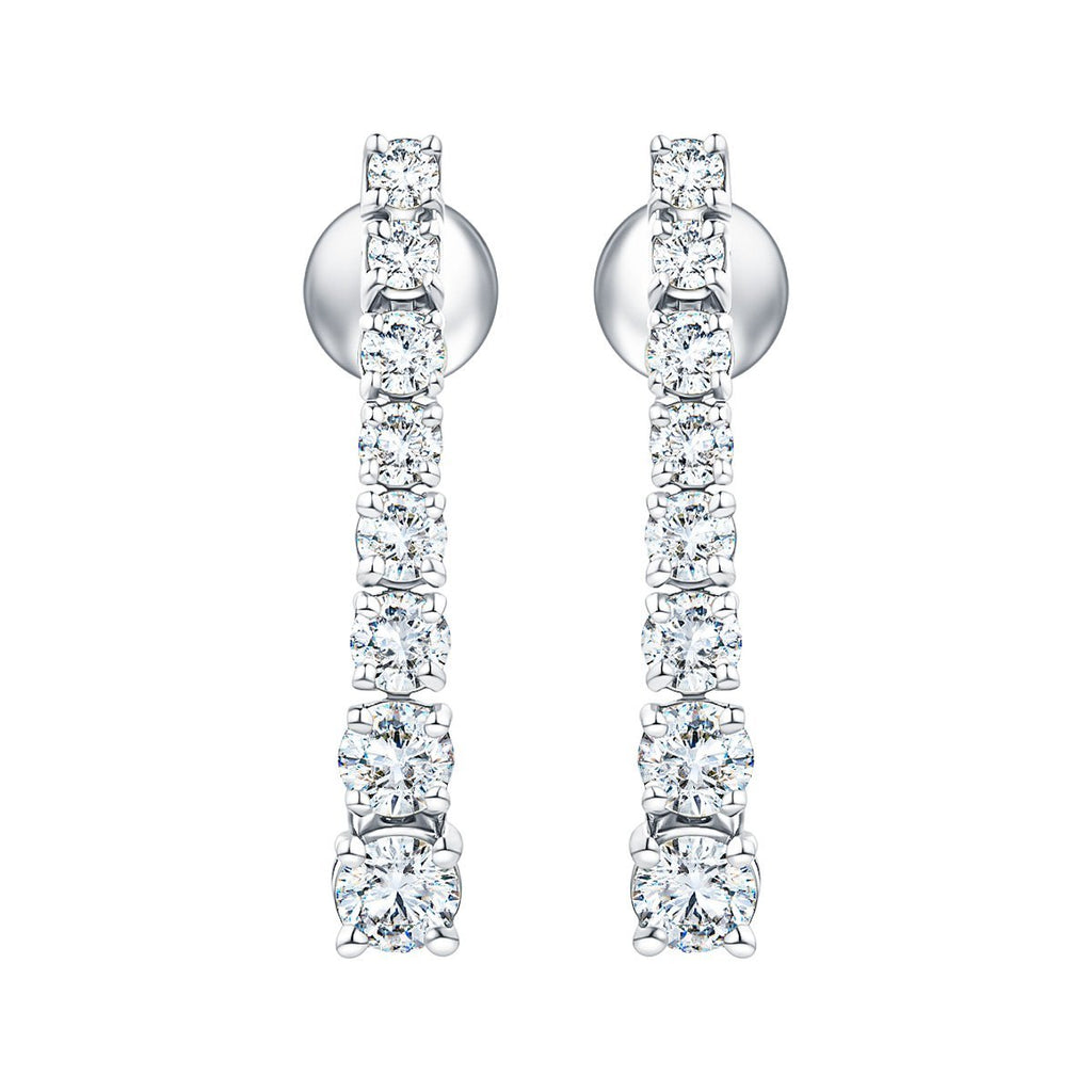 Diamond Drop Earrings 1.10ct G/SI Quality in 18k White Gold 3.6mm - All Diamond