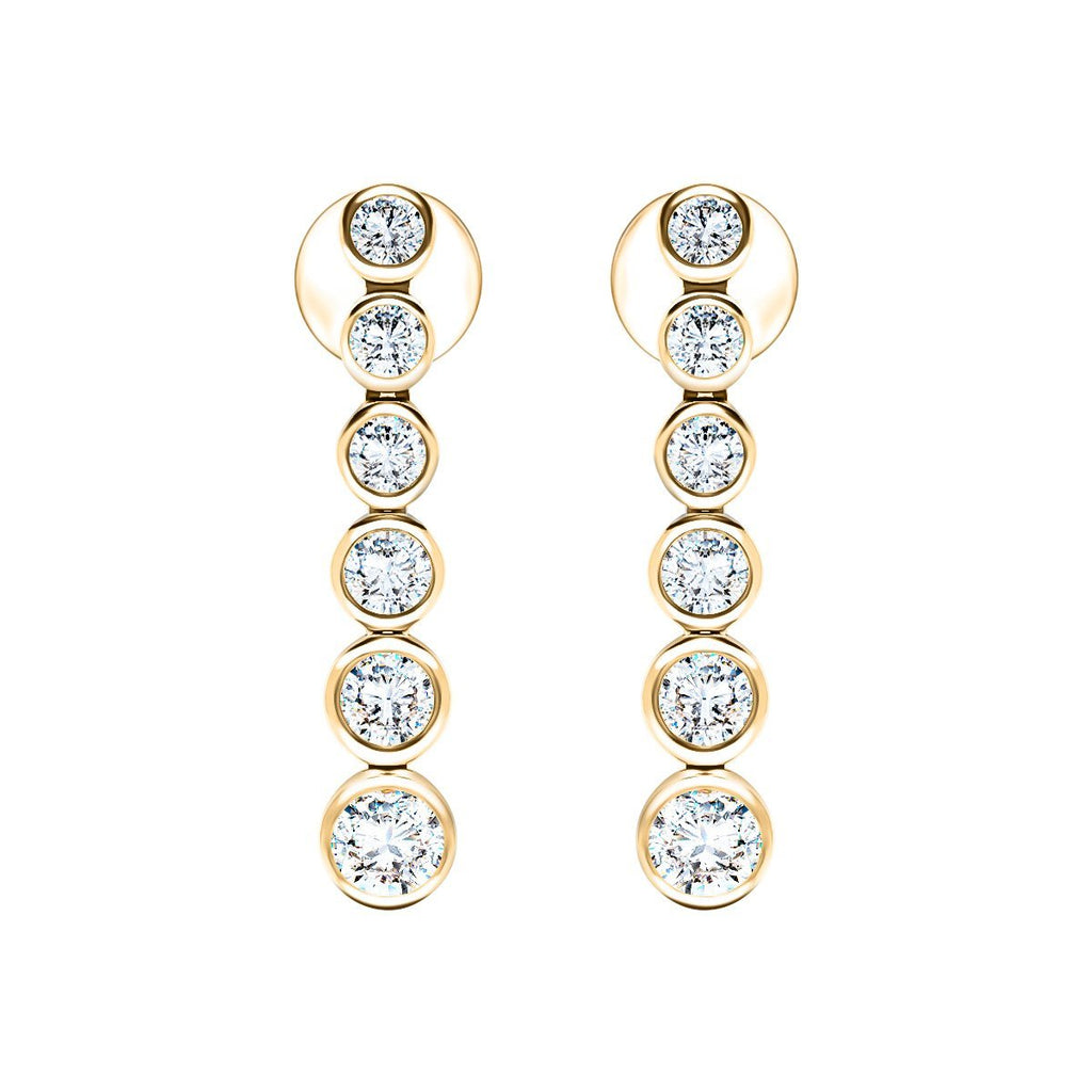 Diamond Drop Earrings 1.20ct G/SI Quality in 18k Yellow Gold 4.8mm - All Diamond