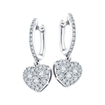 Diamond Drop Heart Earrings 0.90ct G/SI Quality 18k White Gold - All Diamond