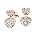 Diamond Drop Heart Earrings 1.05ct G/SI Quality in 18k Rose Gold - All Diamond