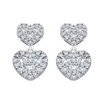 Diamond Drop Heart Earrings 1.05ct G/SI Quality in 18k White Gold - All Diamond
