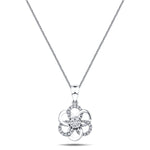 Diamond Flower Pendant Necklace 0.10ct G/SI 18k White Gold 9.4mm - All Diamond