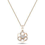 Diamond Flower Pendant Necklace 0.45ct G/SI 18k Rose Gold 17.9mm - All Diamond