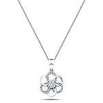 Diamond Flower Pendant Necklace 0.45ct G/SI 18k White Gold 17.9mm - All Diamond