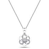 Diamond Flower Pendant Necklace 0.45ct G/SI 18k White Gold 17.9mm - All Diamond