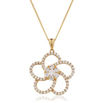 Diamond Flower Pendant Necklace 0.80ct G/SI 18k Rose Gold 19.0mm - All Diamond