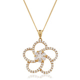 Diamond Flower Pendant Necklace 0.80ct G/SI 18k Rose Gold 19.0mm - All Diamond