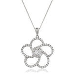 Diamond Flower Pendant Necklace 0.80ct G/SI 18k White Gold 19.0mm - All Diamond