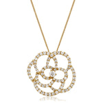 Diamond Flower Pendant Necklace 1.10ct G/SI 18k Rose Gold 23.0mm - All Diamond