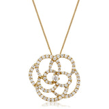 Diamond Flower Pendant Necklace 1.10ct G/SI 18k Rose Gold 23.0mm - All Diamond