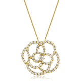 Diamond Flower Pendant Necklace 1.10ct G/SI 18k Yellow Gold 23.0mm - All Diamond