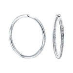 Diamond Grain Set Hoop Earrings 0.35ct G/SI 18k White Gold 22.0mm - All Diamond