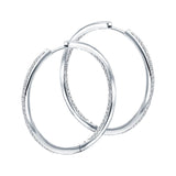 Diamond Grain Set Hoop Earrings 0.50ct G/SI 18k White Gold 30.0mm - All Diamond