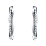 Diamond Grain Set Hoop Earrings 0.50ct G/SI Quality 18k White Gold - All Diamond