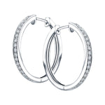 Diamond Grain Set Hoop Earrings 0.50ct G/SI Quality 18k White Gold - All Diamond