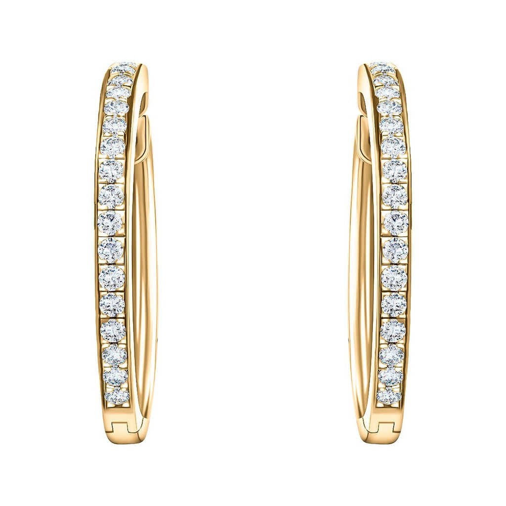 Diamond Grain Set Hoop Earrings 0.50ct G/SI Quality 18k Yellow Gold - All Diamond