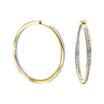 Diamond Grain Set Hoop Earrings 0.75ct G/SI 18k Yellow Gold 39.0mm - All Diamond