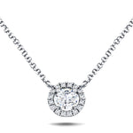 Diamond Halo Pendant Necklace 0.30ct G/SI Quality in 18k White Gold - All Diamond
