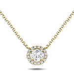 Diamond Halo Pendant Necklace 0.30ct G/SI Quality in 18k Yellow Gold - All Diamond