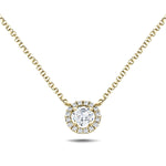 Diamond Halo Pendant Necklace 0.30ct G/SI Quality in 18k Yellow Gold - All Diamond