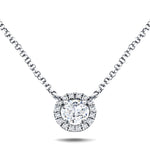 Diamond Halo Pendant Necklace 0.38ct G/SI Quality in 18k White Gold - All Diamond